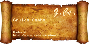 Gruics Csaba névjegykártya